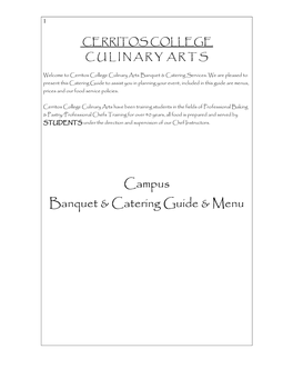 Banquet and Catering Guide Menu