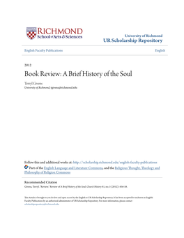 A Brief History of the Soul Terryl Givens University of Richmond, Tgivens@Richmond.Edu