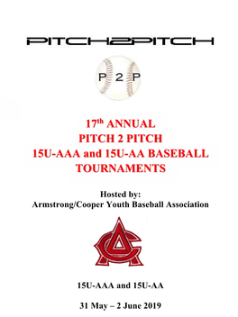 17 ANNUAL PITCH 2 PITCH 15U-AAA and 15U-AA BASEBALL