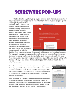 SCAREWARE Pop-Ups