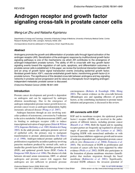 Androgen Receptor and Growth Factor Signaling Cross-Talk in Prostate Cancer Cells