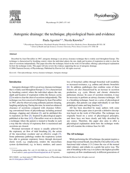 Autogenic Drainage: the Technique, Physiological Basis and Evidence