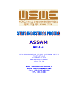 E-Mail : Dcdi-Guwahati@Dcmsme.Gov.In Website: Phone : 0361-2550073/2550083 Tel-Fax : 0361-2550052