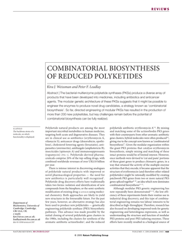 Combinatorial Biosynthesis of Reduced Polyketides