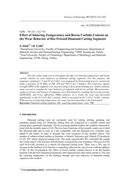 Effect of Sintering Temperature and Boron Carbide Content on the Wear Behavior of Hot Pressed Diamond Cutting Segments