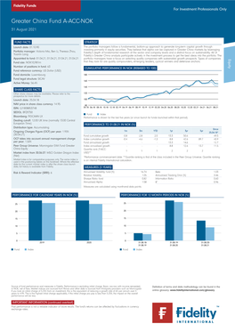 Greater China Fund A-ACC-NOK 31 August 2021