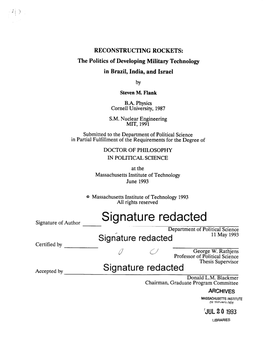 Signature Redacted D Epartment of Political Science Signature Redacted 11 May 1993 Certified by George W