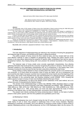 Pollen Combinations of Honeys from Galicia (Spain) and Their Geographical Distribution