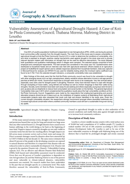 Vulnerability Assessment of Agricultural Drought Hazard