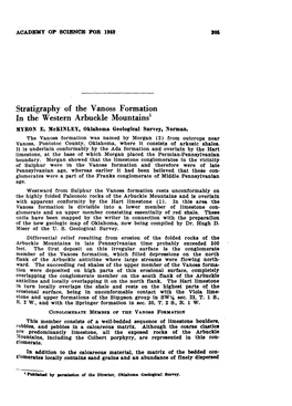 Stratigraphy of the Vanoss Formation in the Western Arbuckle Mountainsl MYRON E