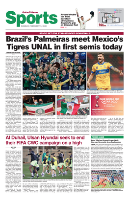 Brazil's Palmeiras Meet Mexico's Tigres UNAL in First Semis Today