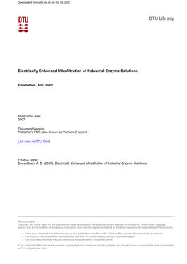 Electrically Enhanced Ultrafiltration of Industrial Enzyme Solutions