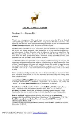 THE LLANCARFAN SOCIETY Newsletter 95 February 2000