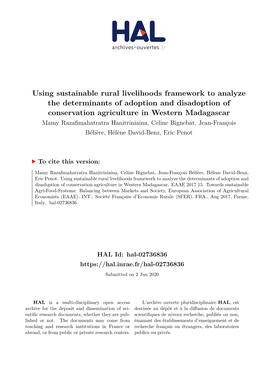 Using Sustainable Rural Livelihoods Framework to Analyze The