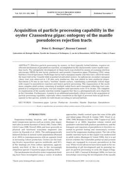 Ontogeny of the Mantle Pseudofeces Rejection Tracts