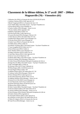 Classement 2007