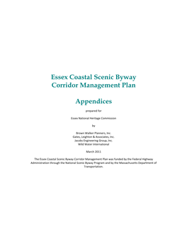 Essex Coastal Scenic Byway Corridor Management Plan Appendices