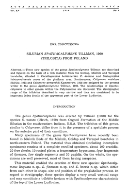 Silurian Spathacalymene Tillman, 1960 (Trilobita) from Poland