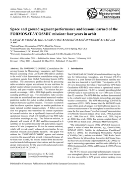 Space and Ground Segment Performance and Lessons Learned of the FORMOSAT-3/COSMIC Mission: Four Years in Orbit