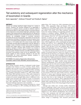 Tail Autotomy and Subsequent Regeneration Alter the Mechanics Of