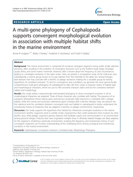 A Multi-Gene Phylogeny of Cephalopoda Supports Convergent