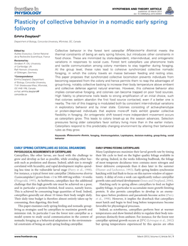 Plasticity of Collective Behavior in a Nomadic Early Spring Folivore