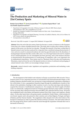 The Production and Marketing of Mineral Water in 21St Century Spain