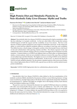 High Protein Diet and Metabolic Plasticity in Non-Alcoholic Fatty Liver Disease: Myths and Truths