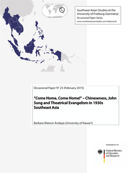 Chineseness, John Sung and Theatrical Evangelism in 1930S Southeast Asia