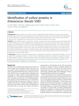 Identification of Surface Proteins in Enterococcus Faecalis V583