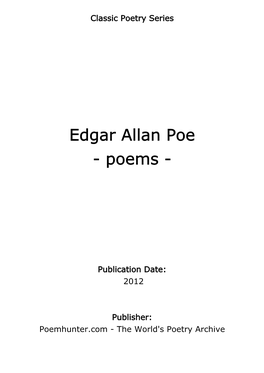 Edgar Allan Poe - Poems