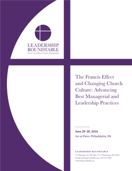 The Francis Effect and Changing Church Culture: Advancing Best Managerial and Leadership Practices