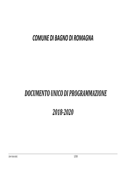 Comune Di Bagno Di Romagna Documento Unico Di Programmazione 2018-2020