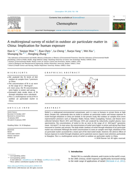 A Multiregional Survey of Nickel in Outdoor Air Particulate Matter in China: Implication for Human Exposure