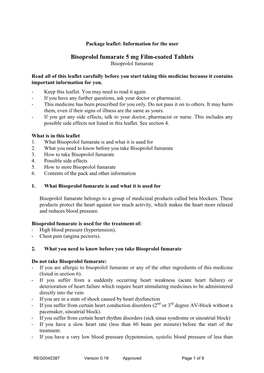 Bisoprolol Fumarate 5 Mg Film-Coated Tablets Bisoprolol Fumarate