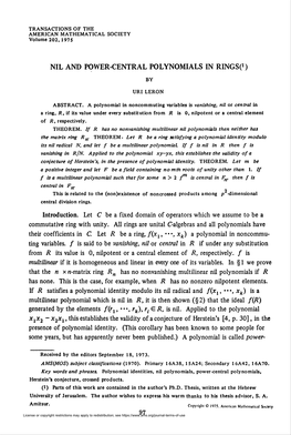 Nil and Power-Central Polynomials in Ringso)