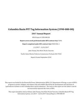 Columbia Basin PIT Tag Information System (1990-080-00)