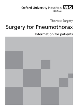 Surgery for Pneumothorax