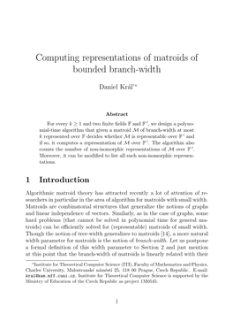 Computing Representations of Matroids of Bounded Branch-Width