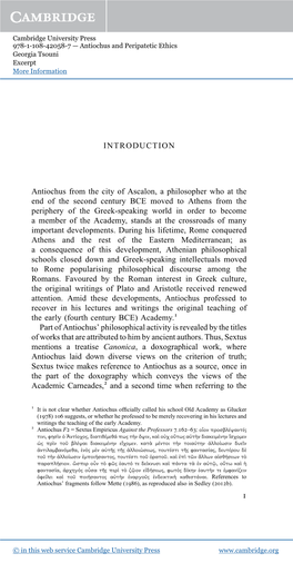 INTRODUCTION Antiochus from the City of Ascalon, a Philosopher