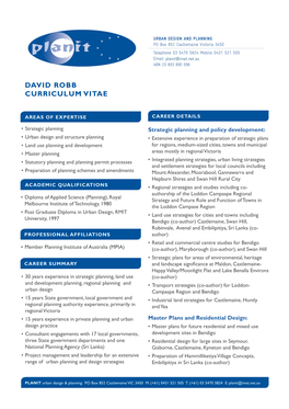 David Robb Curriculum Vitae