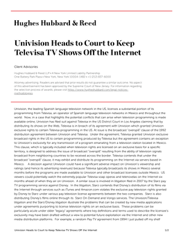 Univision Heads to Court to Keep Televisa TV Shows Off the Internet