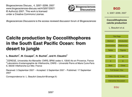 Coccolithophores Calcite Production