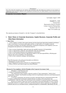 Corporate Governance Report Amada Co., Ltd