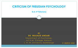 Criticism of Freudian Psychology