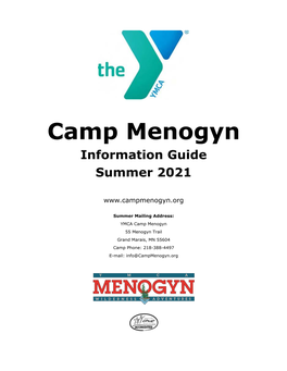 Camp Menogyn Information Guide Summer 2021