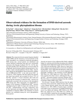 Observational Evidence for the Formation of DMS-Derived Aerosols During Arctic Phytoplankton Blooms