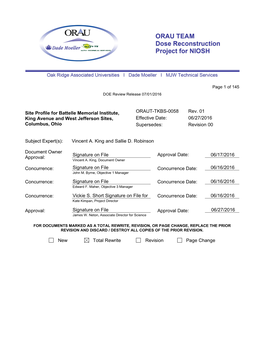 ORAUT-TKBS-0058, Site Profile for Battelle Memorial Institute, King