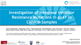 Investigation of Integrase Inhibitor Resistance Mutations in Gp41 in Clinical Samples