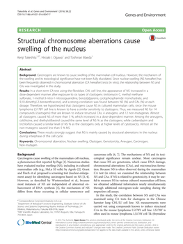 Structural Chromosome Aberrations Cause Swelling of the Nucleus Kenji Takeshita1,2*, Hiroaki I